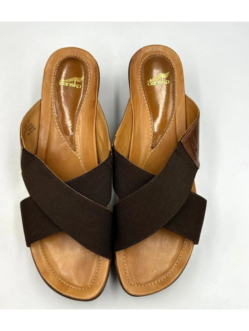 Dansko Women's Brown Stretch Fabric Ava Wedge Slide Sandals Size 10.5 (41) 3631